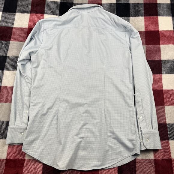 Mizzen Main Performance Shirt Mens M Blue Check Trim Fit Maylard Button *stain - Picture 10 of 11